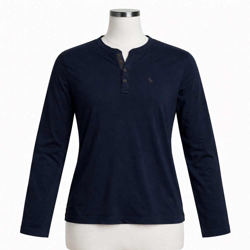 Y2K Abercrombie & Fitch Navy Long Sleeve Henley Top